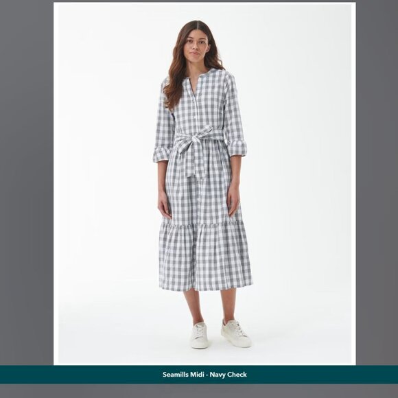 Seamills Midi Navy Check Dress - Picture 2 of 7